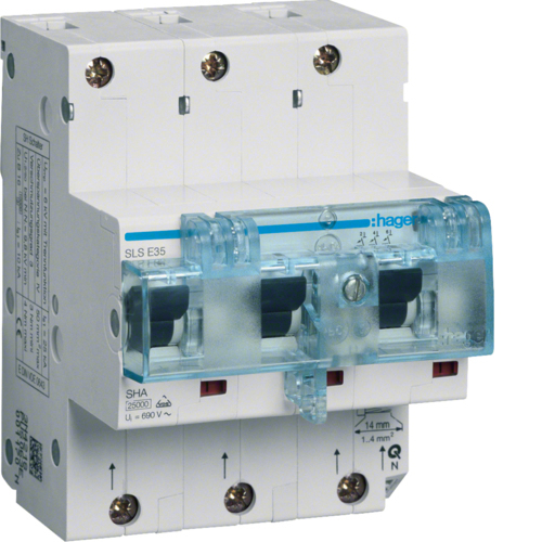 Hager HTN335E Circuit Breaker 3-Pin 35A E-Type DIN Rail Mounting