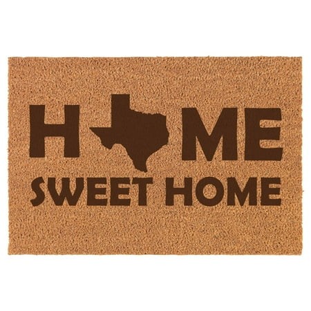 Home Sweet Home Texas Doormat Brown Natural Coir Rectangular Front Entry Non Slip Door Mat (16 in. X 24 in.)
