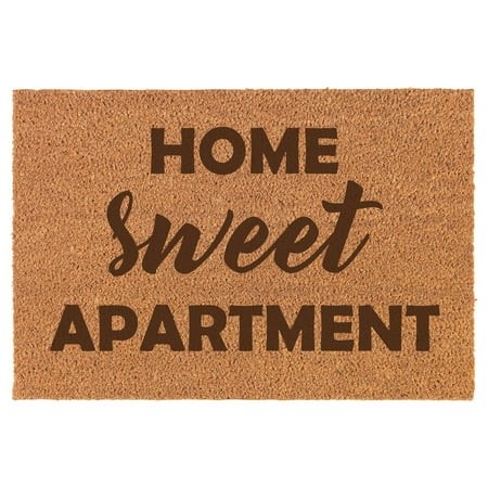 Home Sweet Apartment Funny Doormat Brown Natural Coir Rectangular Front Entry Non Slip Door Mat (16 in. X 24 in.)