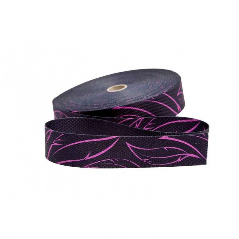 Gurtband Muster 30 Mm Federn 30 Mm Col.0134 Schwarz/pink 20 M