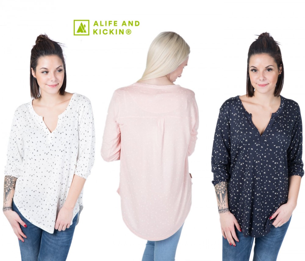 Alife and Kickin Damen 3/4 Arm Bluse Desire Blouse Shirt Shirtbluse