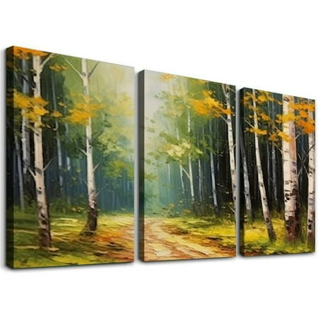 Shadudu Trees Path Canvas Print Set of 3 for Living Room Bedroom Office Wall Decor 12x16 Inches Water-Resistant Unframed 12 X16 X3pcs