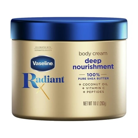 Vaseline Radiant X Deep BDF6 Nourishment Body Cream 100% Pure Shea Butter  Coconut Oil  Vitamin C  & Peptides 10 Oz