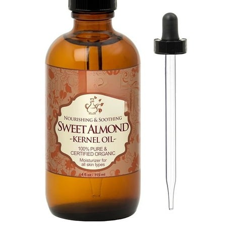 Sweet Almond Kernel Oil  100% Pure & Natural  Cold Pressed Virgin  Unrefined in Amber Glass Bottle W/Eyedropper  Sourced from Poland (2 Oz (56 Ml))
