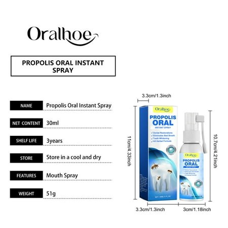 Oralhoe Propolis Oral Instant Spray  Clean Your Teeth to Protect the Gum Freshen Breath Oral Care Spray
