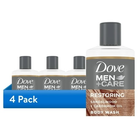 (4 Pack) Dove Men+Care Restoring Liquid Body Wash for Men Sandalwood + Cardamom Oil  18 Oz
