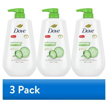 (3 Pack) Dove Body Wash with Pump Refresh Cucumber & Green Tea  30.6 Fl Oz