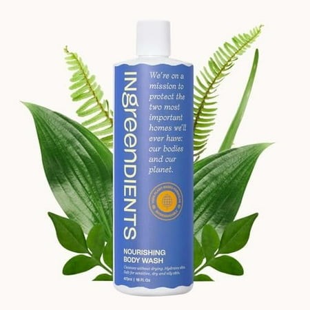 Ingreendients Non Toxic and Vegan Body Wash with Organic Ingredients - Moisturizing for Dry and Sensitive Skin  Natural and Organic  Paraben Free  Cru