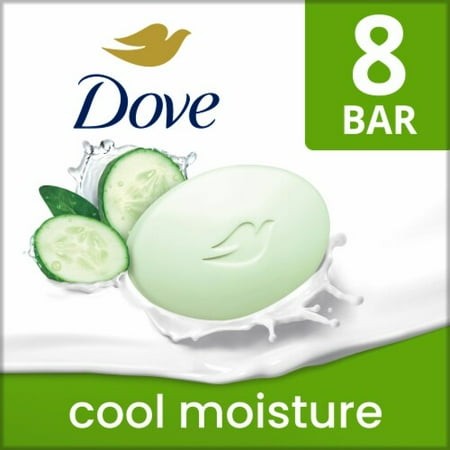 Dove Cool Moisture 8 Count Beauty Bar Soap Cucumber & Green Tea for Softer Skin 8 Ct / 3.75 Oz