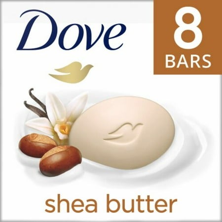 2X - Dove Moisturizing 8 Count Beauty Bar Soap Shea Butter Moisturizing for Gentle Soft Skin Care 8 Ct / 3.75 Oz