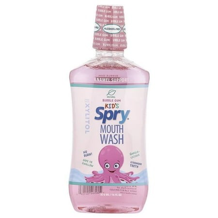 Xlear  Kid S Spry® Mouth Wash  Enamel Support  Alcohol-Free  Bubble Gum  16 Fl Oz (473 Ml) Pack of 4