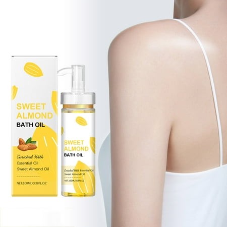 Sweet Almond Body Bath Oil 100ml Natural Moisturizing Shower Oil for Dry Sensitive Skin Deep Nourishing Cleansing Body Wash with Long Lasting Hydratio
