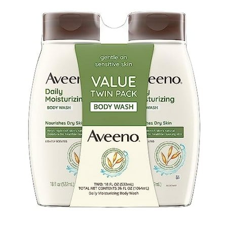 Aveeno Daily Moisturizing Body Wash for Dry & Sensitive Skin with Prebiotic Oat  Hydrating Oat Body Wash Nourishes Dry Skin & Gently Cleanses  Light F
