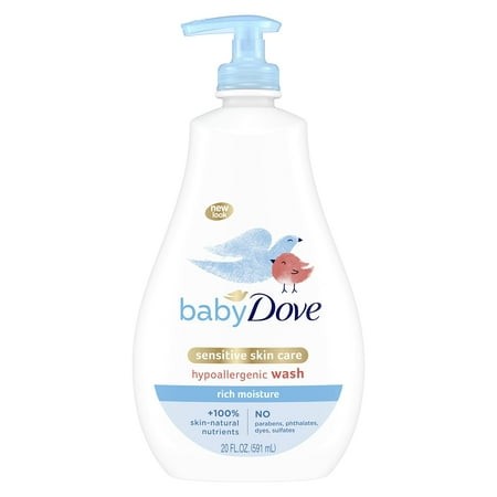 Baby Dove Sensitive Skin Care Baby Wash for Baby Bath Time Rich Moisture Tear-Free and Hypoallergenic  20 Oz (Packaging May Vary)