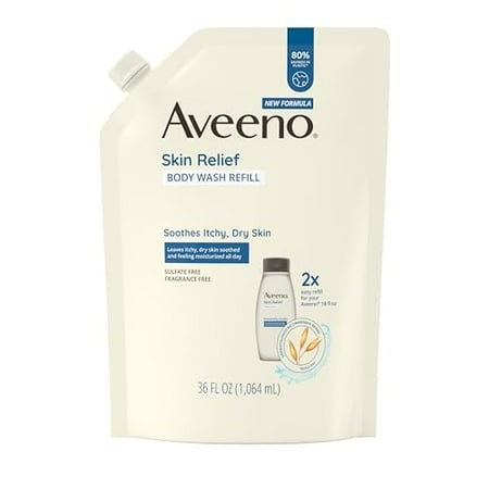 Aveeno Skin Relief Fragrance-Free Body Wash with Triple Oat Formula  Gentle Daily Cleanser for Sensitive Skin Leaves Itchy  Dry Skin Soothed & Feeling