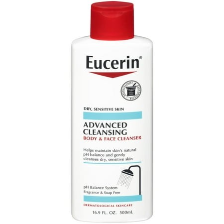 Eucerin Advanced Cleansing Body MSF2 and Face Cleanser  PH-Balanced  Gentle Face and Body Wash for Normal to Dry  Sensitive Skin  Free of Soap  Fragra
