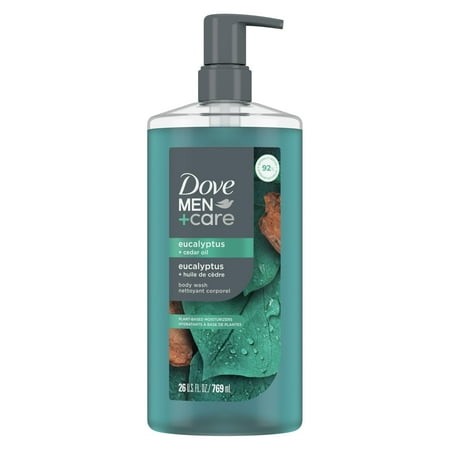 DOVE MEN + CARE MMF7 Body Wash Eucalyptus + Cedar Oil to Rebuild Skin in the Shower with Plant-Based Cleansers and Moisturizers 26 Oz