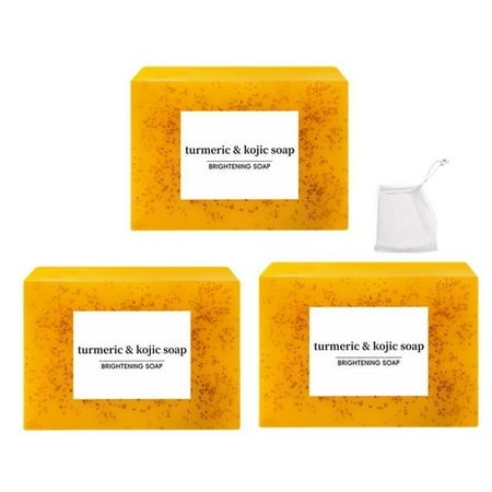 【1/2/3pcs】 Lemon Turmeric & Kojic Acid Soap Bar for Face & Body Wash  Daily Skin Cleanser Sets for Women & Men  Moisturizing Gentle Kojic Acide So