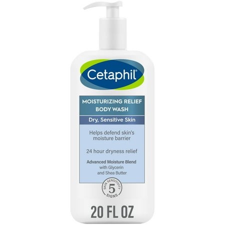 Cetaphil Body Wash  Moisturizing IRF13 Relief Body Wash for Sensitive Skin  Creamy Rich Formula Gently Cleanses and Gives 24 Hour Relief to Dry Skin  