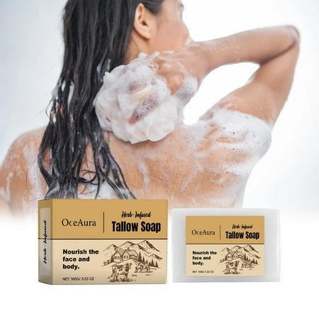 Handcrafted Tallow Balm Soap Natural Unscented Moisturizing Cleanser for Sensitive Skin Gentle Face and Body Wash for Men and Women Nourishing Oil Con