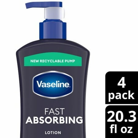 Vaseline Men Fast Absorbing 3-in-1 Face Hands & Body Lotion for Men 20.3 Fl Oz - Pack of 2