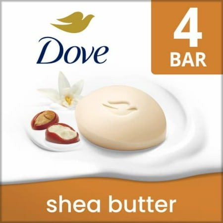 Dove Beauty Bar Soap for Nourished  Radiant Skin Shea Butter Enriches Skin 4 Ct / 3.75 Oz - Pack of 2