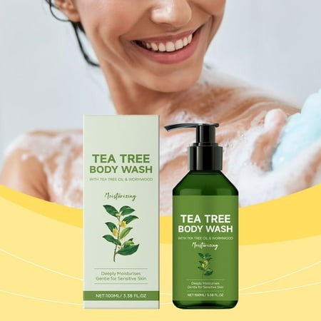 Njoeus Natural Tea Tree Oil Body Wash 3.4 Oz  Moisturizing & Sensitive Skin Body Wash  Travel-Size
