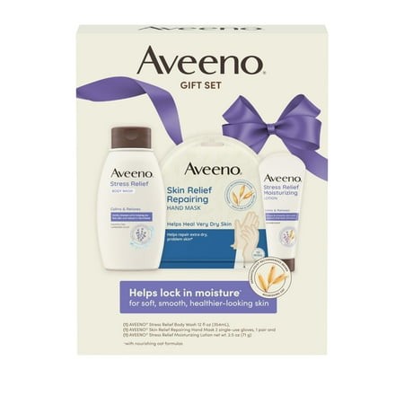 Aveeno Stress Relief Gift Set  HYZ01 Skincare Set for Sensitive Skin with Soothing Body Wash & Moisturizing Body Lotion  Plus  Skin Relief Repairing H