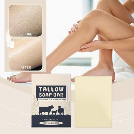 Beef Tallow Soap Bar – All Natural Grass Fed Tallow Soap Lavender – Moisturizing Face & Body Wash Great for Eczema  Dry  Itchy  Sensitive Skin –