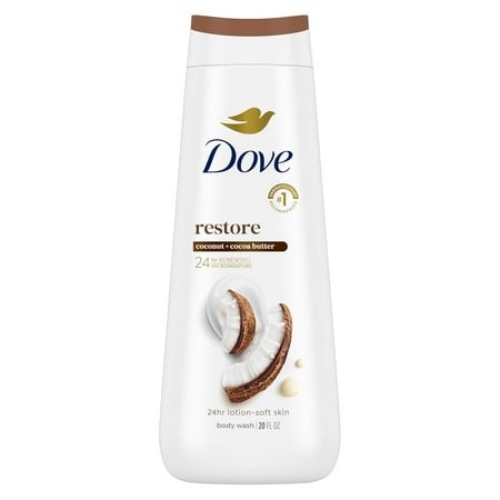 Dove Body Wash Restore Coconut & Cocoa Butter for 24hr Lotion-Soft Skin Moisturizing Skin Cleanser with No Sulfates No