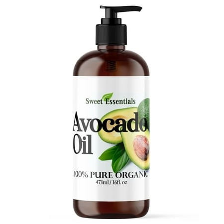 Premium Organic Avocado Oil  16oz with Pump  Imported from Italy  100% Pure  NON-GMO  Cold Pressed  Food Grade  Golden in Color
