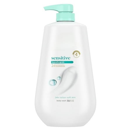 Body Wash with Pump Sensitive Skin for 24hr Lotion-Soft Skin Moisturizing Skin Cleanser Gentle Hypoallergenic Formula with No Sulfates No Parabens 30.