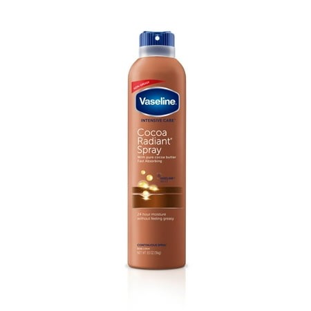 Vaseline Intensive Care Spray Moisturizer Cocoa Radiant for Dry Skin Made W/ 100% Pure Cocoa Butter  6.5 Oz (Package May Vary)