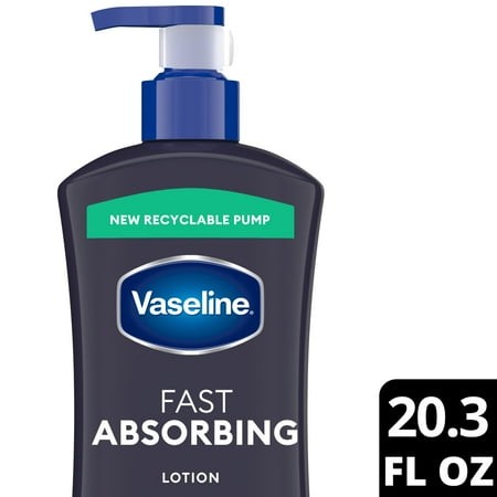 Vaseline Men Fast Absorbing 3-in-1 Face Hands & Body Lotion for Men  20.3 Fl Oz (Package May Vary)
