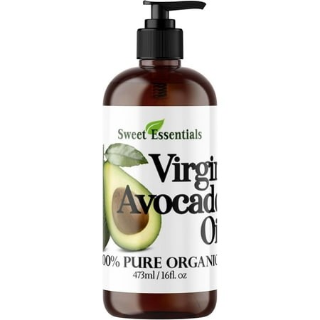 Premium Organic Unrefined/Virgin Avocado Oil  16oz with Pump  Imported from Italy  100% Pure  Non-GMO  Cold Pressed  Food Grade  Green in Color