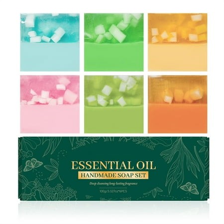 6Pcs Natural Bar Soap Set for Moisturizing Hand Made and Organics Body Wash Soap Bar Face Soap for Sensitive Skin Glowing Skin Bath Soap Bars Everyday