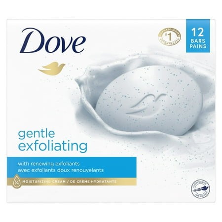 Dove Beauty Bar Women S Bath Soap Gentle Exfoliating Renews Soft Smooth Skin  3.17 Oz 12 Bars