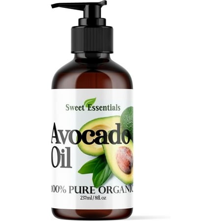 Premium Organic Avocado Oil  8oz with Pump  Imported from Italy  100% Pure  Non-GMO  Cold Pressed  Food Grade  Golden in Color