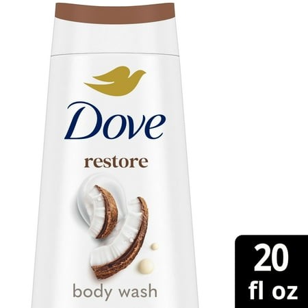 Dove Body Wash for 24hr Lotion-Soft Skin Restore Coconut & Cocoa Butter Moisturizing Skin Cleanser  20 Fl Oz (Package May Vary)