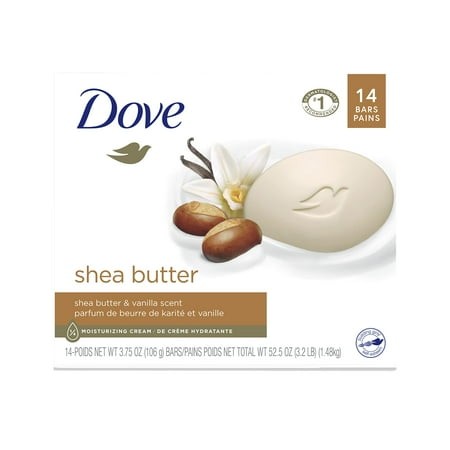 Dove Beauty Bar Gentle DPF11 Skin Cleanser Moisturizing for Gentle Soft Skin Care Shea Butter More Moisturizing Than Bar Soap 3.75 Oz 14 Bars