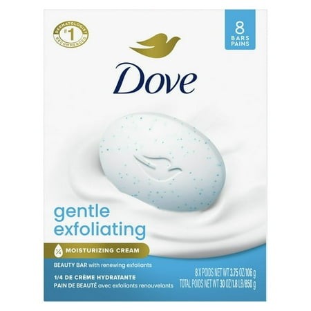 Dove Beauty Bar Soap for Women Gentle Exfoliating All Skin  3.75 Oz 8 Bars