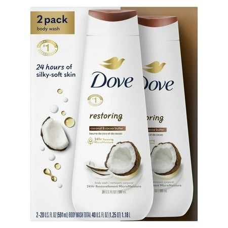 Dove Body Wash for Women Restoring Coconut & Cocoa Butter  20 Oz 2 Count - 2 Pack