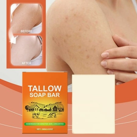 Beef Tallow Soap Bar and Fed Tallow Soap Unscented Moisturizes Soothes Hydrates & Body Wash Great for Itchy Dry Sensitive Skin Handcrafted Bath Soap