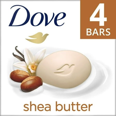 Dove Beauty Bar Women S Bath Soap Moisturizing Gentle All Skin Shea Butter & Vanilla  3.75 Oz 4 Bars