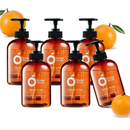 ORANGE HOUSE Liquid Hand Soap with Natural Food-Grade Orange Oil  Fresh Smell  12 Fl Oz (6 Pack)