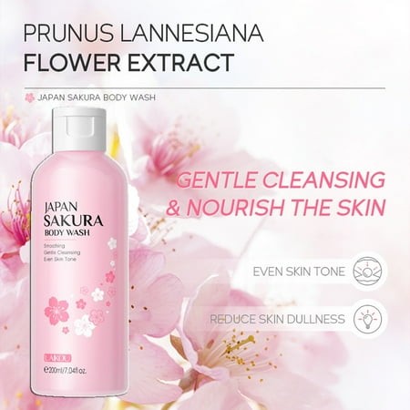 Japanese Cherry Blossom Body Wash  Gentle Skin Cleanser  Hydrating Formula  Softening Properties  for Daily Use  Moisturizing Treatment  Fragrant Arom