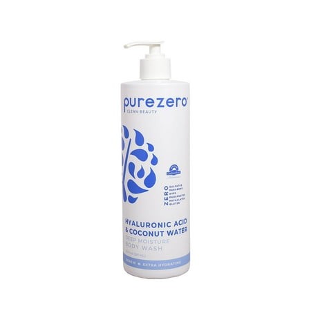 Purezero Hyaluronic Body Wash MZF22 Deep Moisture - 24hr Lotion Soft Skin Hydration - Moisturizing Skin Cleanser + Coconut Water - No Sulfates  Parabe