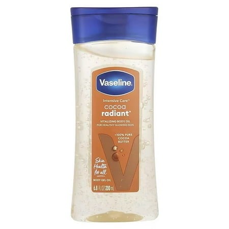 Deals! Vaseline Intensive Care Cocoa Radiant for Glowing Skin 1 Count Body Gel Oil Body Oil Made with 100% Pure Cocoa Butter + Replenishing Oils 6.8 F
