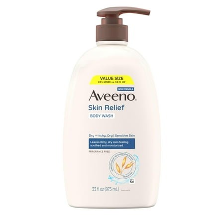 Aveeno Skin Relief Body Wash  Fragrance-Free with Triple Oat Formula  Gentle Daily Cleanser for Sensitive Skin Leaves Itchy  Dry Skin Feeling Soothed 