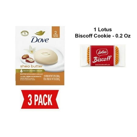 Dove Beauty Bar Gentle Skin Cleanser Shea Butter 2 Bars Moisturizing for Gentle Soft Skin Care More Moisturizing Than Bar Soap 3.75 Oz - Pack of 3 & L